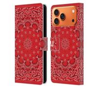 Head Case Designs Classique Rouge Bandana Cachemire Classique Étui Portefeuille en Cuir Compatible avec Apple iPhone 17 Pro Max
