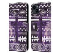 Head Case Designs Croix Aztèque Nébuleuse Tribale - Motifs Étui Portefeuille en Cuir Compatible avec Apple iPhone 15 Plus