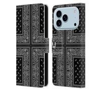 Head Case Designs Croix Noire Bandana Cachemire Classique Étui Portefeuille en Cuir Compatible avec Apple iPhone 17 Pro