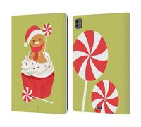 Head Case Designs Cupcakes De Menthe Poivrée Dessins Animés Gais de Noël Étui Portefeuille en Cuir Compatible avec Apple iPad Pro 13 M4 2024