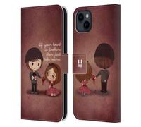 Head Case Designs Donnez-Vous Mon Coeur Rayonnant d'amour Étui Portefeuille en Cuir Compatible avec Apple iPhone 15 Plus