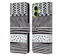 Head Case Designs Étui portefeuille en cuir à motifs de gribouillage horizontaux noir et blanc compatible avec Apple iPhone 17