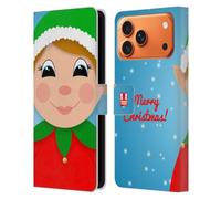 Head Case Designs Étui portefeuille en cuir Elf Jolly Christmas compatible avec Apple iPhone 17 Pro Max