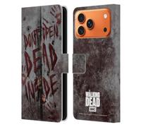 Head Case Designs Étui portefeuille en cuir sous licence officielle AMC The Walking Dead Dead Inside compatible avec Apple iPhone 17 Pro Max
