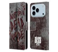 Head Case Designs Étui portefeuille en cuir sous licence officielle AMC The Walking Dead Dead Inside compatible avec Apple iPhone 17 Pro
