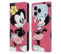 Head Case Designs Étui portefeuille en cuir sous licence officielle Animaniacs Dot Graphics compatible avec Apple iPhone 17 Pro
