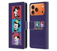 Head Case Designs Étui portefeuille en cuir sous licence officielle Animaniacs Tiles Graphics compatible avec Apple iPhone 17 Pro Max