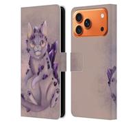 Head Case Designs Étui portefeuille en cuir sous licence officielle Ash Evans Amethyst Cat compatible avec Apple iPhone 17 Pro Max