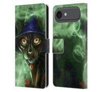 Head Case Designs Étui portefeuille en cuir sous licence officielle Ash Evans Conjuring Magic Chats noirs compatible avec Apple iPhone 17 Air
