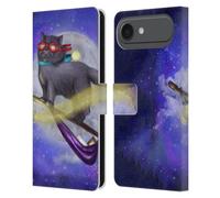 Head Case Designs Étui portefeuille en cuir sous licence officielle Ash Evans Fly By Black Cats compatible avec Apple iPhone 17 Air