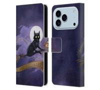 Head Case Designs Étui portefeuille en cuir sous licence officielle Ash Evans Happy Halloween chats noirs compatible avec Apple iPhone 17 Pro
