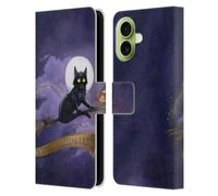 Head Case Designs Étui portefeuille en cuir sous licence officielle Ash Evans Happy Halloween chats noirs compatible avec Apple iPhone 17