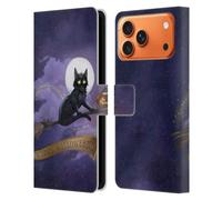 Head Case Designs Étui portefeuille en cuir sous licence officielle Ash Evans Happy Halloween chats noirs compatible avec Apple iPhone 17 Pro Max