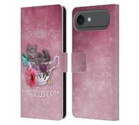 Head Case Designs Étui portefeuille en cuir sous licence officielle Ash Evans Hibiscus Tea compatible avec Apple iPhone 17 Air