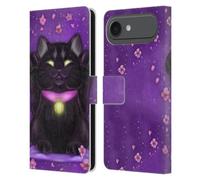 Head Case Designs Étui portefeuille en cuir sous licence officielle Ash Evans Lucky Chats noirs compatible avec Apple iPhone 17 Air