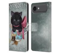 Head Case Designs Étui portefeuille en cuir sous licence officielle Ash Evans Tea avec chats noirs compatible avec Apple iPhone 17 Air