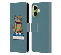 Head Case Designs Étui portefeuille en cuir sous licence officielle Beth Wilson Nerd Doodlecats compatible avec Apple iPhone 17