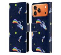 Head Case Designs Étui portefeuille en cuir sous licence officielle Carla Morrow Rocketship Patterns compatible avec Apple iPhone 17 Pro Max