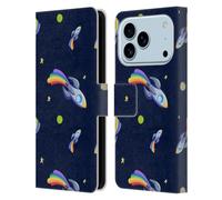 Head Case Designs Étui portefeuille en cuir sous licence officielle Carla Morrow Rocketship Patterns compatible avec Apple iPhone 17 Pro
