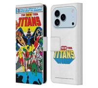 Head Case Designs Étui portefeuille en cuir sous licence officielle Justice League DC Comics New #1 Group Teen Titans Comic Art compatible avec Apple iPhone 17 Pro