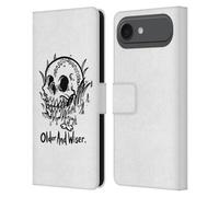 Head Case Designs Étui portefeuille en cuir sous licence officielle Matt Bailey Older and Wiser Skull compatible avec Apple iPhone 17 Air