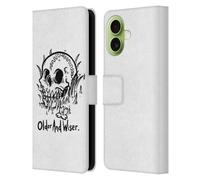 Head Case Designs Étui portefeuille en cuir sous licence officielle Matt Bailey Older and Wiser Skull compatible avec Apple iPhone 17