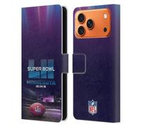 Head Case Designs Étui portefeuille en cuir sous licence officielle NFL U.S. Bank Stadium 2 2018 Super Bowl Lii compatible avec Apple iPhone 17 Pro Max