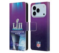 Head Case Designs Étui portefeuille en cuir sous licence officielle NFL U.S. Bank Stadium 2018 Super Bowl Lii compatible avec Apple iPhone 17 Pro