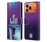 Head Case Designs Étui portefeuille en cuir sous licence officielle NFL U.S. Bank Stadium 2018 Super Bowl Lii compatible avec Apple iPhone 17 Pro Max