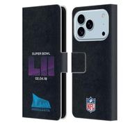 Head Case Designs Étui portefeuille en cuir sous licence officielle NFL U.S. Bank Stadium 3 2018 Super Bowl Lii compatible avec Apple iPhone 17 Pro