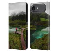 Head Case Designs Étui portefeuille en cuir sous licence officielle Patrik Lovrin Parapluie rouge Lac vert Wanderlust compatible avec Apple iPhone 17 Air