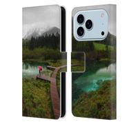 Head Case Designs Étui portefeuille en cuir sous licence officielle Patrik Lovrin parapluie rouge lac vert Wanderlust compatible avec Apple iPhone 17 Pro
