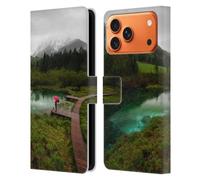 Head Case Designs Étui portefeuille en cuir sous licence officielle Patrik Lovrin parapluie rouge lac vert Wanderlust compatible avec Apple iPhone 17 Pro Max
