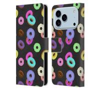 Head Case Designs Étui portefeuille en cuir sous licence officielle PLdesign - Motif donuts colorés - Compatible avec Apple iPhone 17 Pro