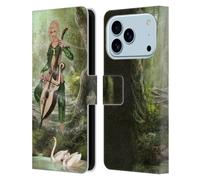 Head Case Designs Étui portefeuille en cuir sous licence officielle Simone Gatterwe Elven Forest Angels and Fairies compatible avec Apple iPhone 17 Pro