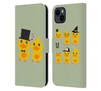 Head Case Designs Famille Kawaii Canard Étui Portefeuille en Cuir Compatible avec Apple iPhone 15 Plus