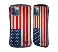 Head Case Designs Flag of The United States of America USA Drapeaux Vintage Coque Hybride Compatible avec Apple iPhone 12 / iPhone 12 Pro