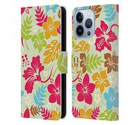 Head Case Designs Floral Motifs Hawaïens Étui Portefeuille en Cuir Compatible avec Apple iPhone 13 Pro