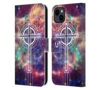 Head Case Designs Highcross Papiers - Croix Étui Portefeuille en Cuir Compatible avec Apple iPhone 15 Plus