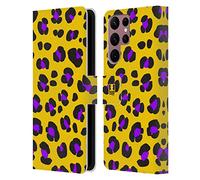 Head Case Designs Léopard Jaune Papiers Fous Étui Portefeuille en Cuir Compatible avec Samsung Galaxy S22 Ultra 5G