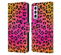 Head Case Designs Léopard Rose Papiers Fous Étui Portefeuille en Cuir Compatible avec Samsung Galaxy S21 5G