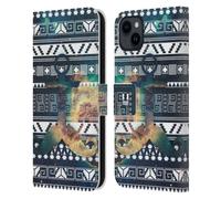 Head Case Designs Maya Anchstache Nébuleuse Tribale - Motifs Étui Portefeuille en Cuir Compatible avec Apple iPhone 15 Plus