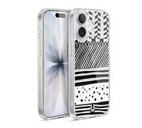 Head Case Designs Mélange Horizontal Griffonnage Blanc Et Noir Coque en Gel [Protection de Qualité Militaire] Compatible avec Apple iPhone 17 Et Compatible avec MagSafe