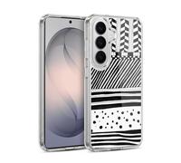 Head Case Designs Mélange Horizontal Griffonnage Blanc Et Noir Coque en Gel [Protection de Qualité Militaire] Compatible avec Samsung Galaxy S26 Plus