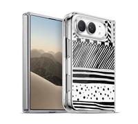 Head Case Designs Mélange Horizontal Griffonnage Blanc Et Noir Coque en Gel [Protection de Qualité Militaire] Compatible avec Apple iPhone Duo Et Compatible avec MagSafe