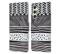 Head Case Designs Mélange Horizontal Griffonnage Blanc Et Noir Étui Portefeuille en Cuir Compatible avec Samsung Galaxy A54 5G