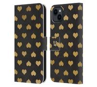 Head Case Designs Modèle du Coeur Grand comme Or Étui Portefeuille en Cuir Compatible avec Apple iPhone 15 Plus