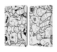 Head Case Designs Monstres Et Aliens Griffonage en Abondance Étui Portefeuille en Cuir Compatible avec Apple iPad Pro 13 M4 2024