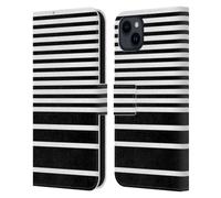 Head Case Designs Noir Et Blanc Rayures Dynamiques Étui Portefeuille en Cuir Compatible avec Apple iPhone 15 Plus