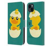 Head Case Designs Oisillon Kawaii Canard Étui Portefeuille en Cuir Compatible avec Apple iPhone 15 Plus
